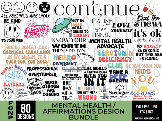 Mental Health SVG Bundle, Inspirational svg, Motivational svg, Mental Health shirts, SVG Files for Cricut, Silhouette Quotes, Positive svg