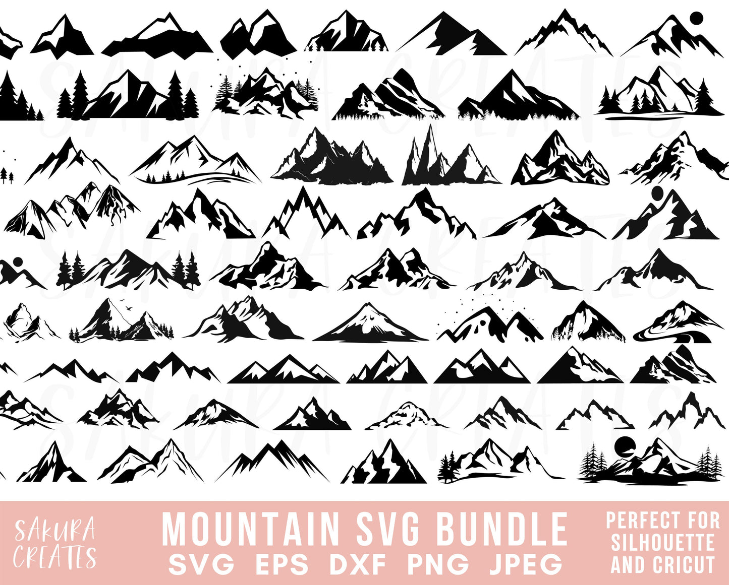 100+ Mountains SVG PNG Trees svg Forest Svg Cricut Mountain svg clipart Silhouette svg cut file Outdoor svg Travel svg Landscape svg Hiking Svg