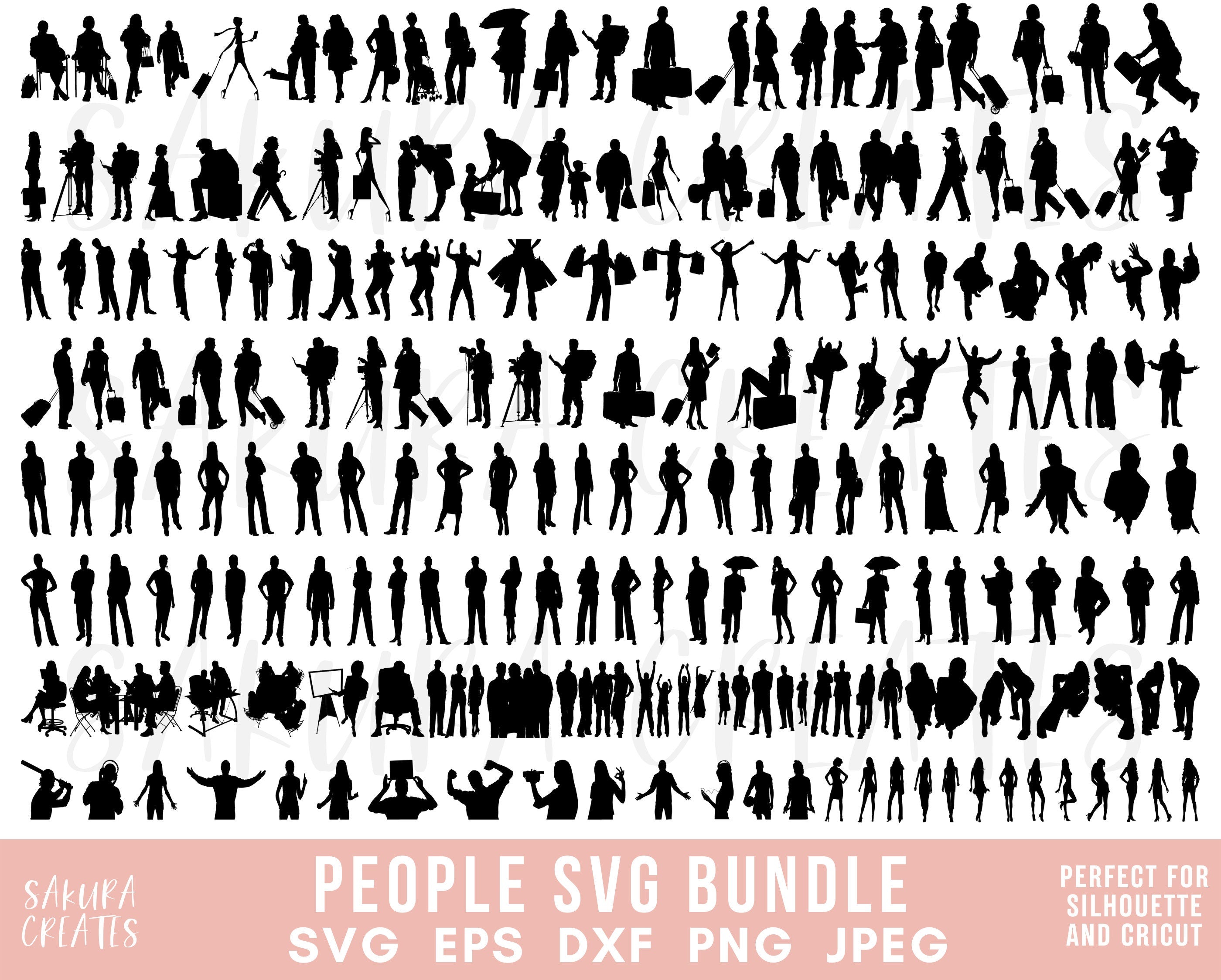 Flat Icon - Flat Vector Hand-drawn People Silhouette