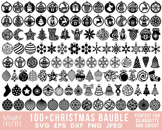117 Christmas Ornaments SVG Bundle Merry Christmas Svg Bundle Christmas Bauble SVG Christmas Keychain Svg files for cricut Christmas Clipart