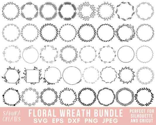 100 Floral Wreath Svg Laurel SVG Bundle Laurel Wreath Svg Christmas Wreath Flower Border Svg Wreath Monogram Commercial use svg files for cricut
