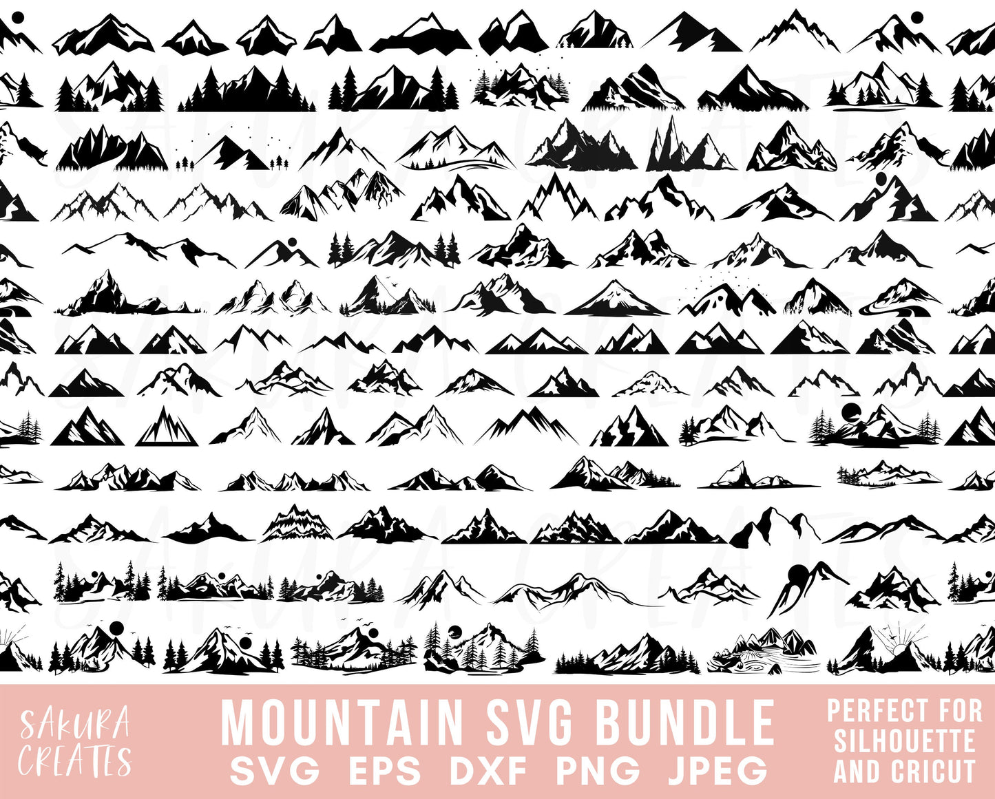 100+ Mountains SVG PNG Trees svg Forest Svg Cricut Mountain svg clipart Silhouette svg cut file Outdoor svg Travel svg Landscape svg Hiking Svg