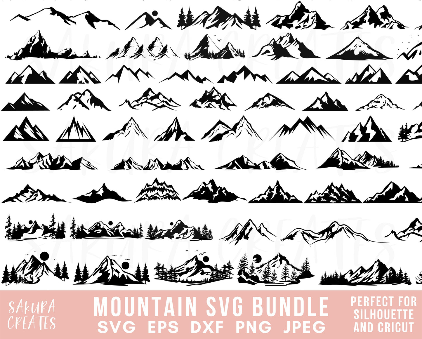 100+ Mountains SVG PNG Trees svg Forest Svg Cricut Mountain svg clipart Silhouette svg cut file Outdoor svg Travel svg Landscape svg Hiking Svg