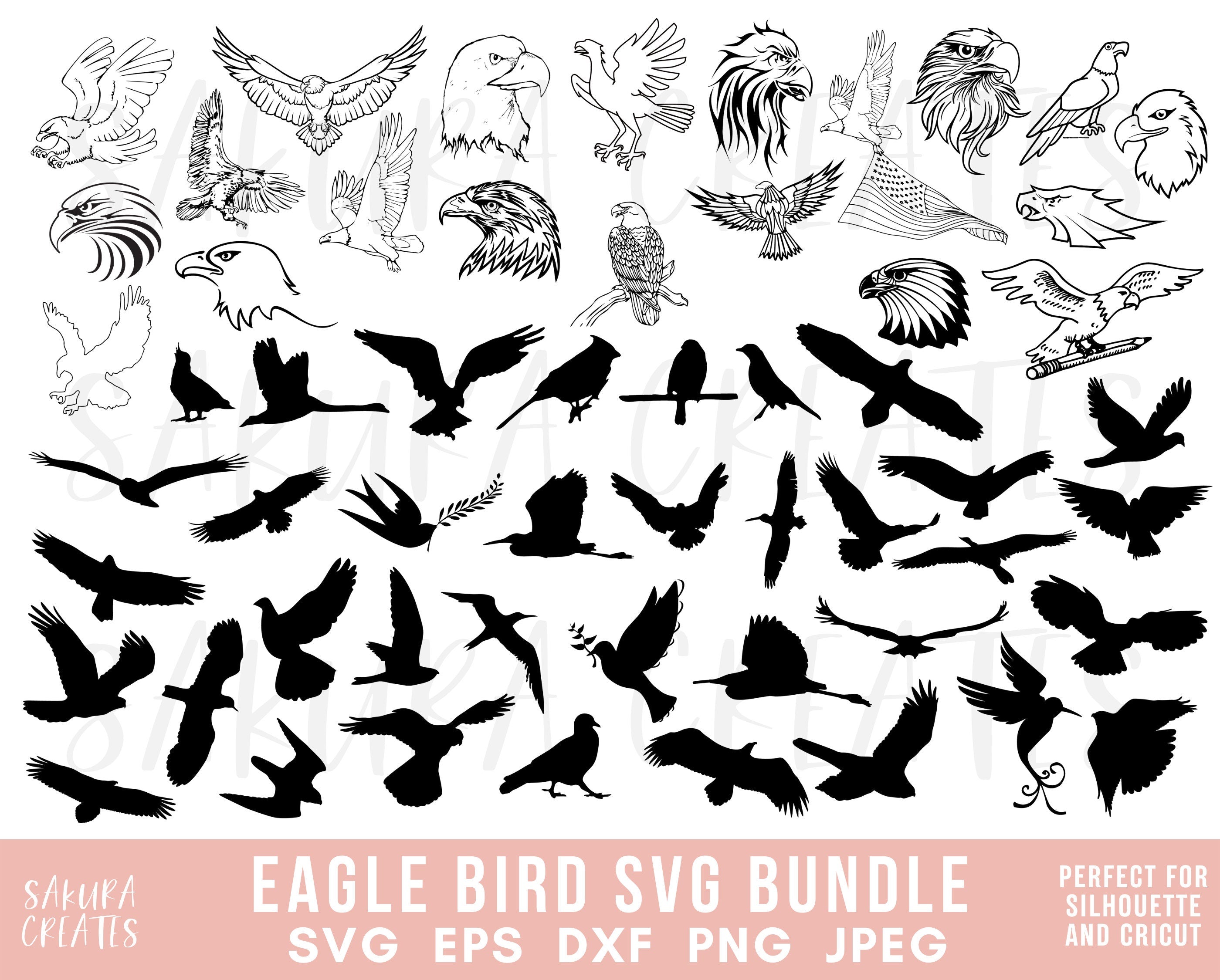 100 Eagle SVG Bird Svg Bald Eagle Svg Eagle Silhouette Eagle Cut files