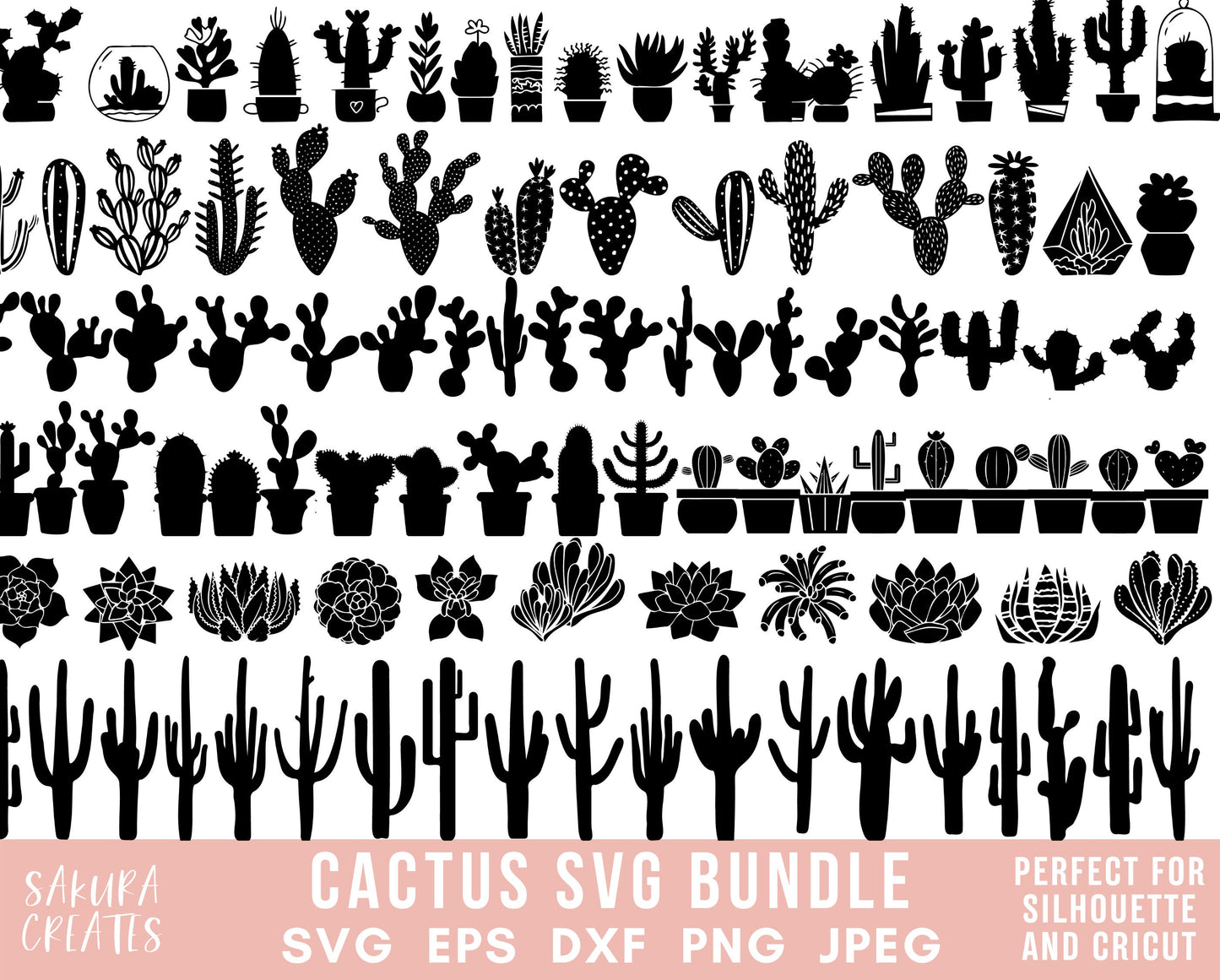 270 Cactus SVG bundle Cactus Svg File file for Cricut Cactus Cut File Cactus Vector Succulent SVG pack Houseplant svg Potted Plant Clipart