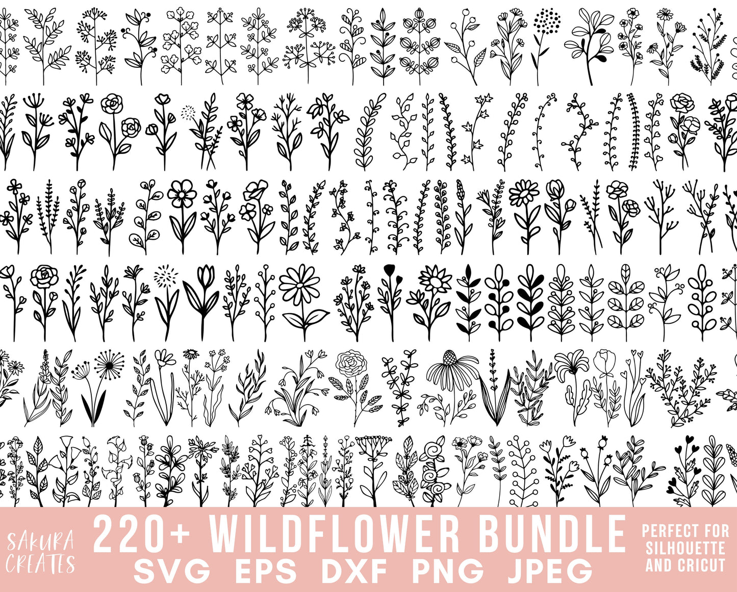 220+ Wildflower SVG Bundle Wildflower Vector Wildflower Silhouette Wildflower Clipart Wildflower Cut file Birth flowers SVG files for cricut
