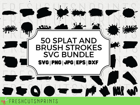 50 Brush Strokes and Splat SVG , Brush stroke svg, splat svg, brush stroke cut file, brush stroke clipart, splat clipart, Commercial Use