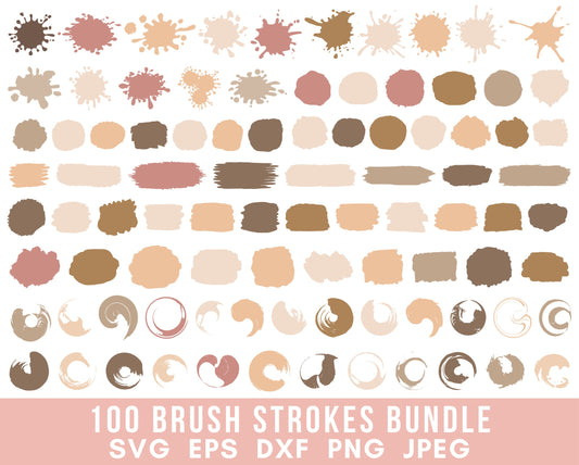 100 Paint Brush Stroke SVG Bundle hand drawn brush svg circle keychain svg splatter svg key ring svg commercial use svg cut files for cricut