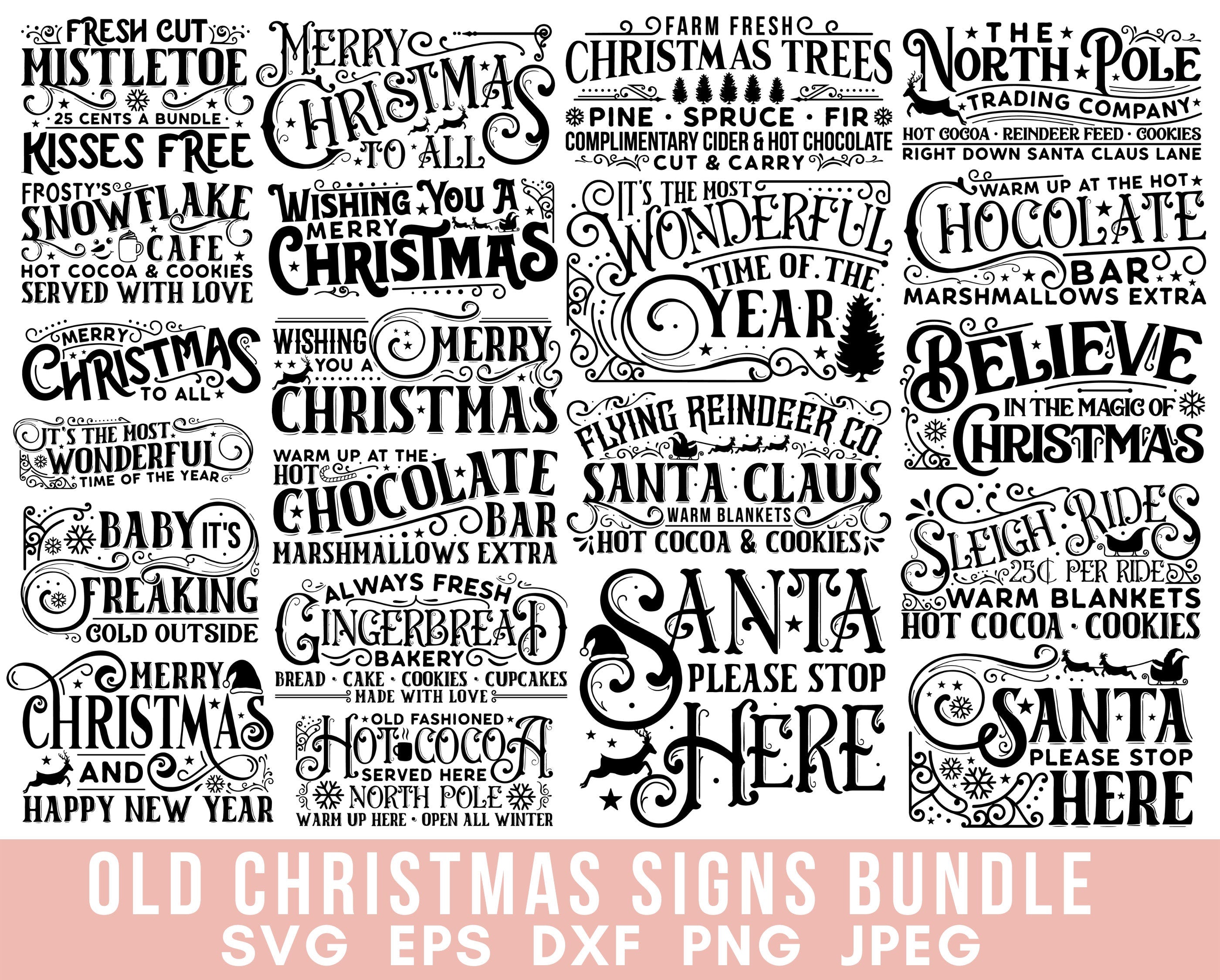 Christmas SVG, Vintage Christmas Street Signs SVG Files