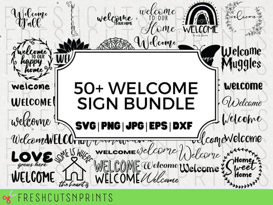 50 Welcome svg, Welcome Sign svg, Handlettered svg, Farmhouse sign svg, Welcome Mat svg, Welcome To Our Home svg, Circle Sign svg