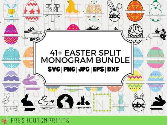 41 Easter Monogram SVG Bundle, Easter Monograms, Easter SVG, Split Monogram svg, Easter Vector Art, Easter Designs svg, Easter Egg svg