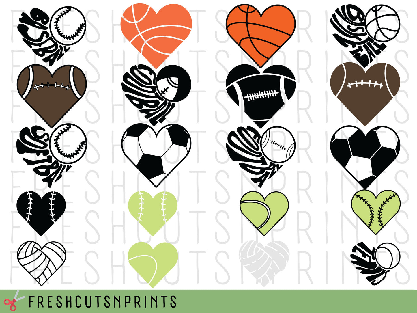 20 Sport Heart Svg, Sports clipart, Sports cut files, Football svg, Softball svg, Softball mom svg, Baseball svg, Soccer svg, Tennis svg