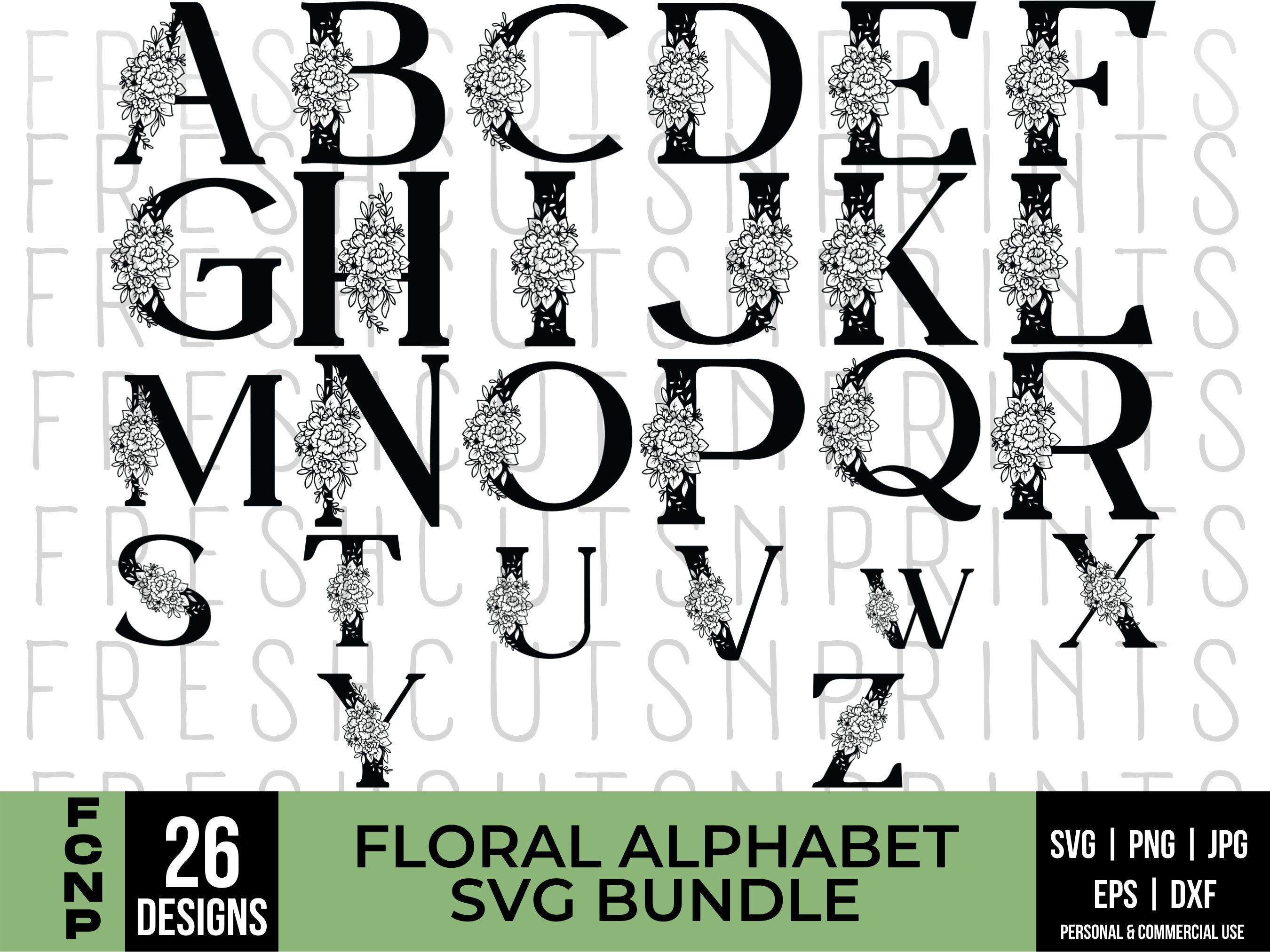 Buy Botanical Floral Letter A Split Monogram SVG Split Monogram