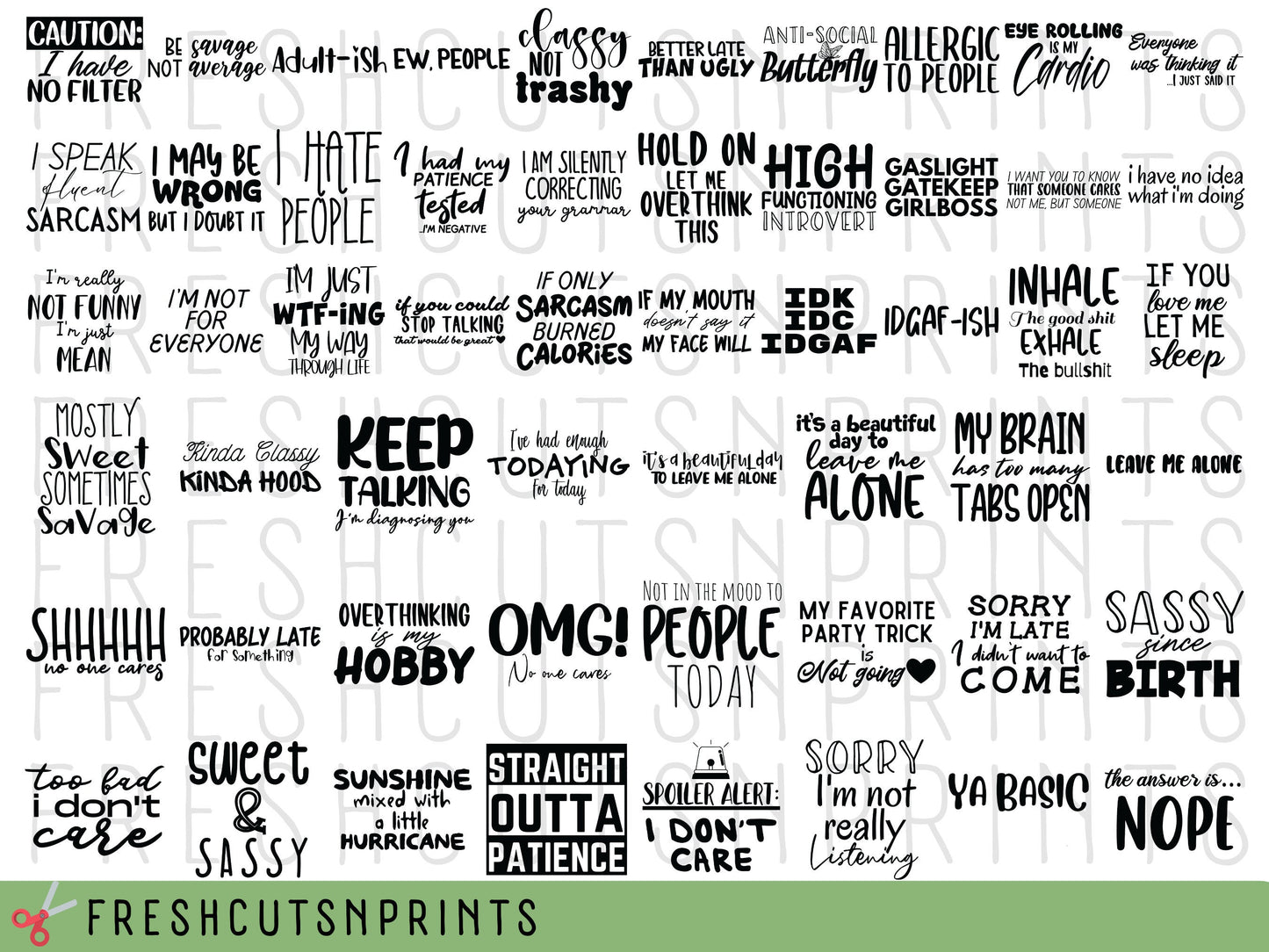 50+ Sassy SVG Bundle, Sarcastic svg, Sassy sayings, Sarcastic sayings, Funny svg bundle, Funny sayings, Quote svg, Svg files for cricut