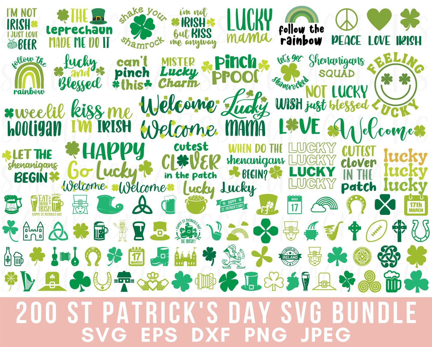 200 St Patricks Day SVG Patricks SVG Saint Patricks Clipart Irish SVG Leprechaun svg Clover svg shamrock lucky svg charm svg file for cricut