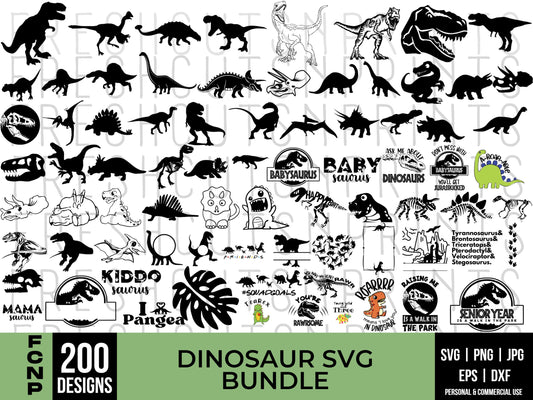 200+ Dinosaur SVG Bundle, Dinosaur Silhouette, Dinosaur Cut Files, Cute Dinosaur svg, Dinosaur Design svg, Jurassic svg, Dinosaur shirt svg