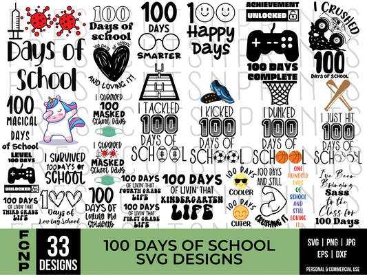 100 days of school svg, school svg, 100 days smarter svg, 100th day of school svg, Teacher svg, 100 days unlocked, i crushed 100 days