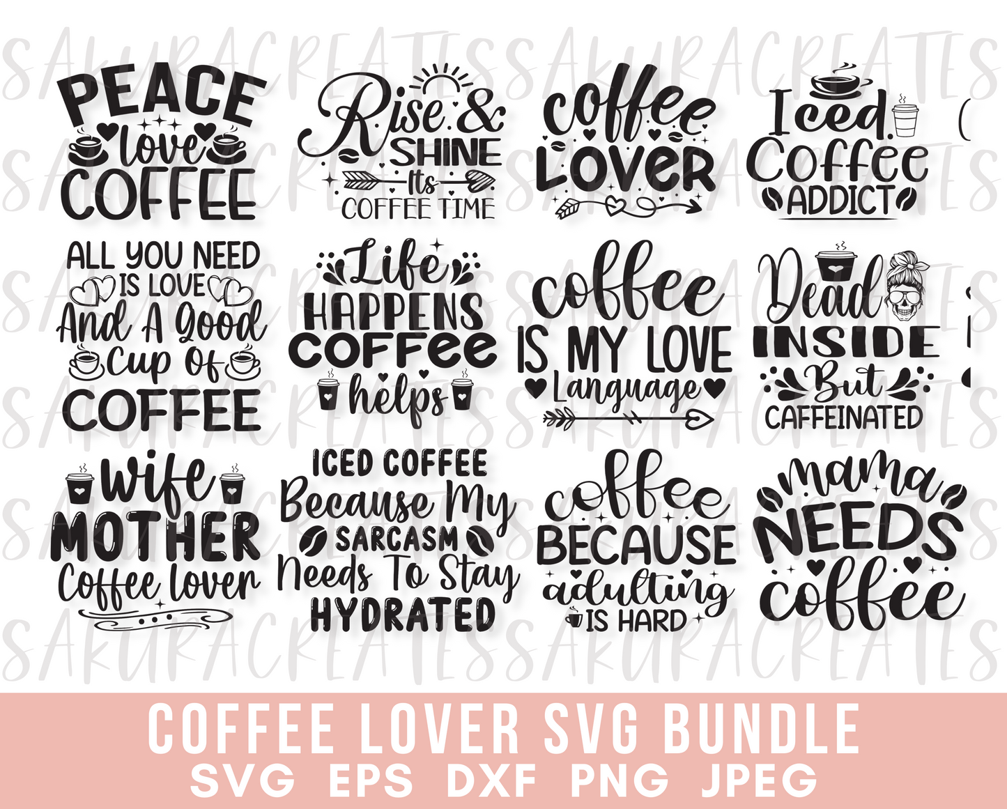 Coffee svg bundle mug svg bundle funny coffee saying svg coffee quote svg mug quote svg mug svg file for cricut caffeine queen coffee lover