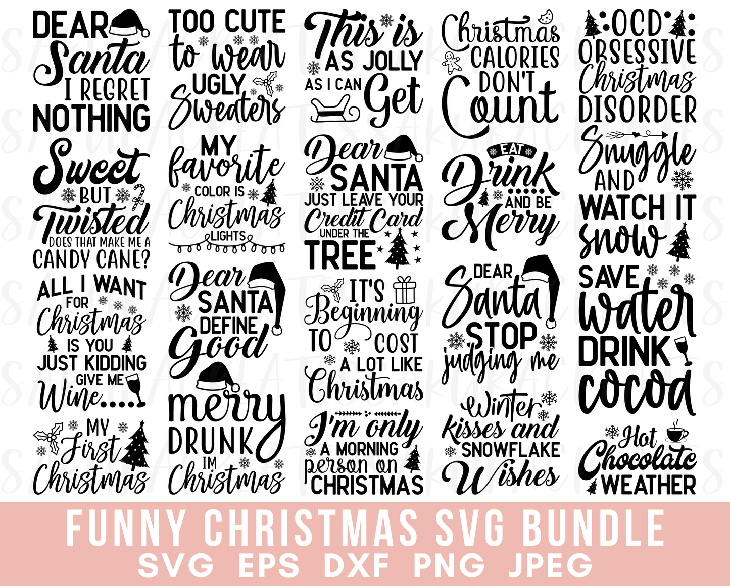 Funny Christmas SVG bundle Sarcastic Christmas Sign Merry Christmas svg Christmas ornaments Winter svg cut file for cricut Funny Santa svg