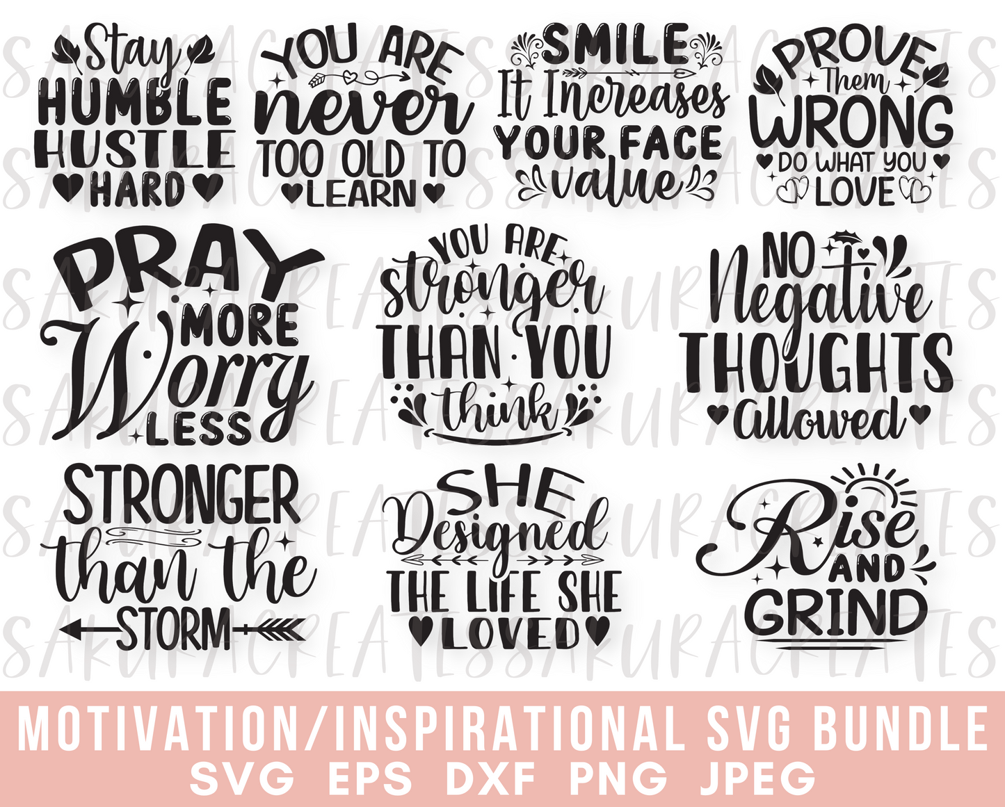 Inspirational Svg Bundle Positive Quote Saying Svg Hand Lettered Svg Dxf Eps Png Files for Cutting Cameo Funny Quotes cut files for cricut