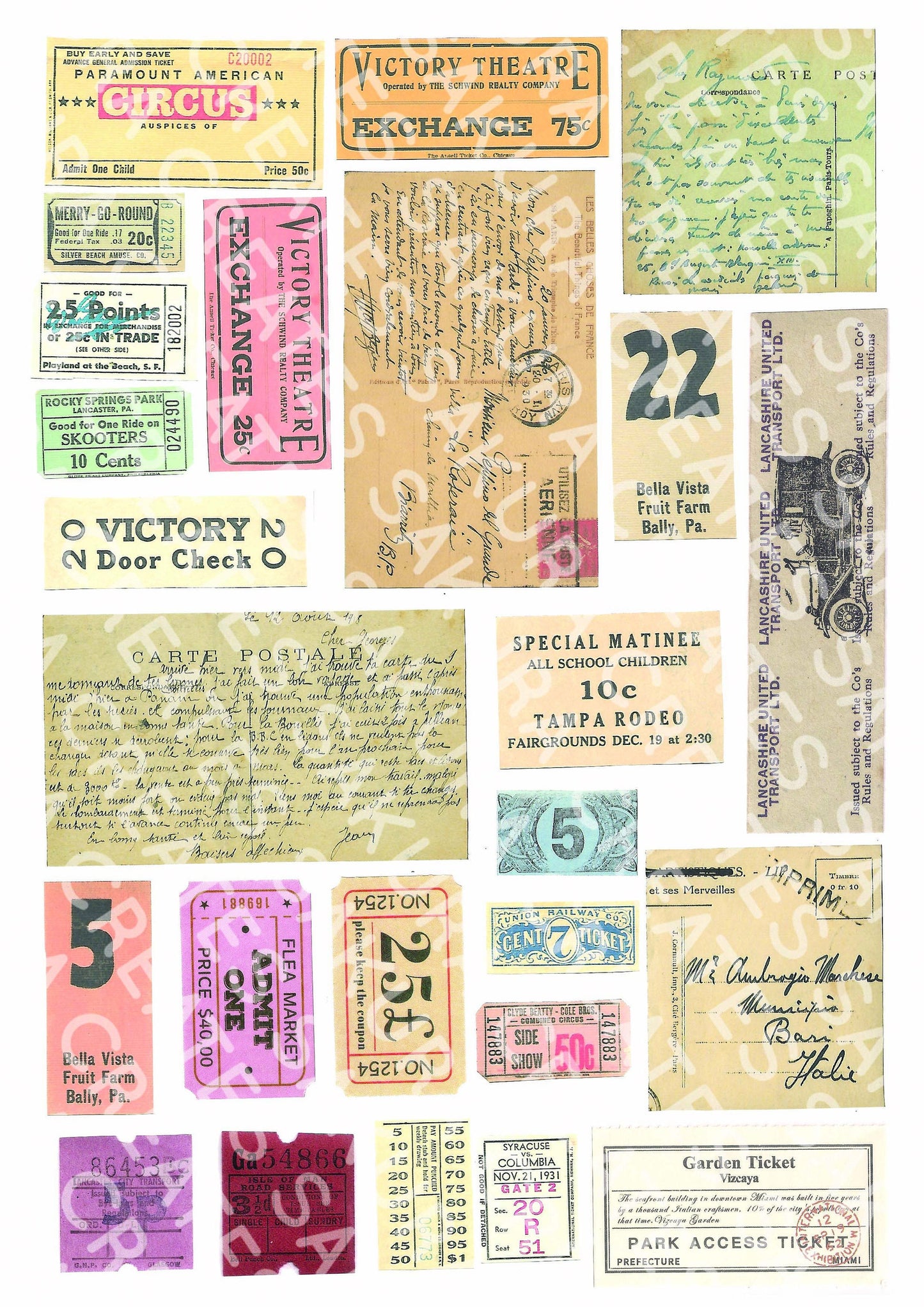 70+ Printable Vintage Tickets, Vintage Ephemera Printable Digital Collage Sheet Journaling Supplies, Junk Journal Tickets, SakuraCreates