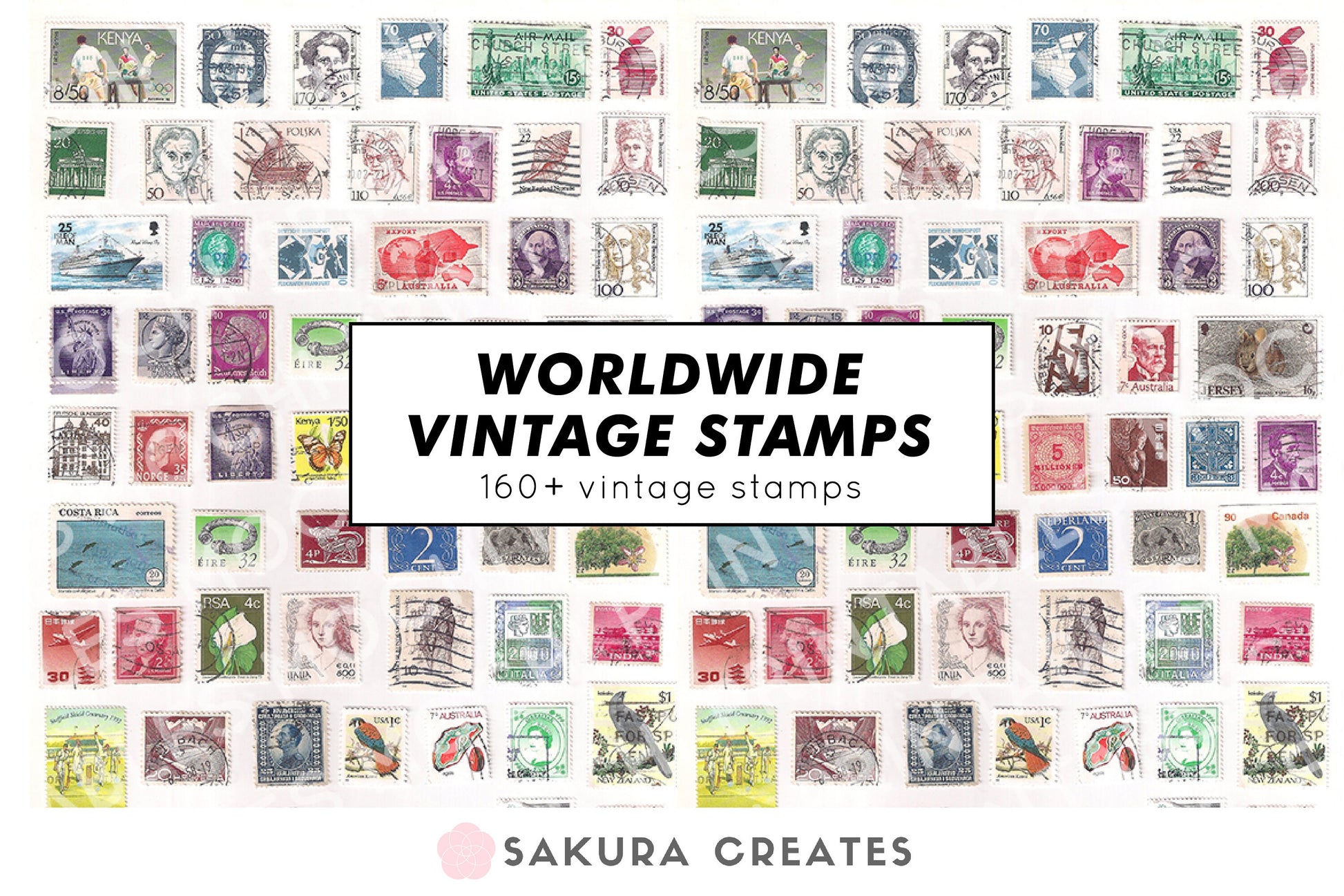 Watercolor Vintage Collage Card :: For Stamp / Duplex Background Card -  YU'S WORLD STORE – YU'S WORLD STORE｜小玉的貼貼世界