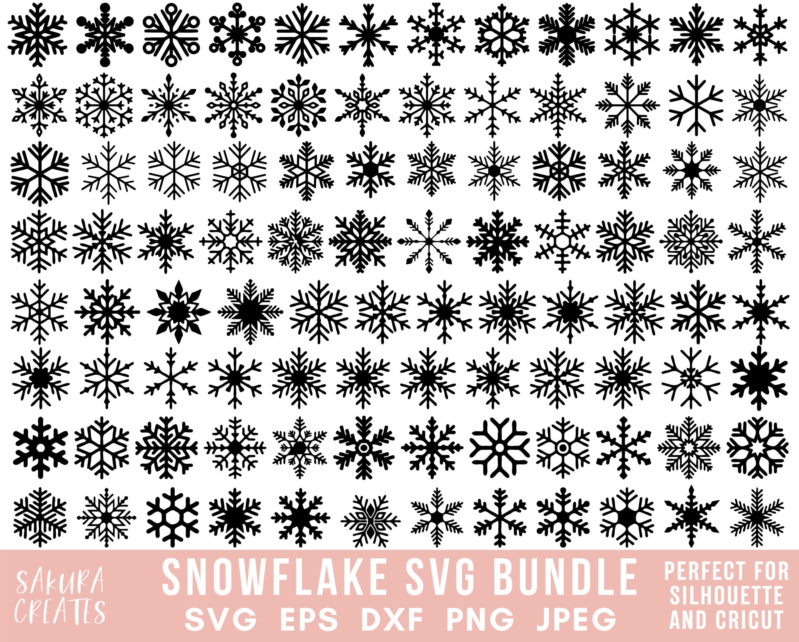 100 Snowflake SVG Bundle Flake Winter Svg Snowflake Clipart Christmas ...