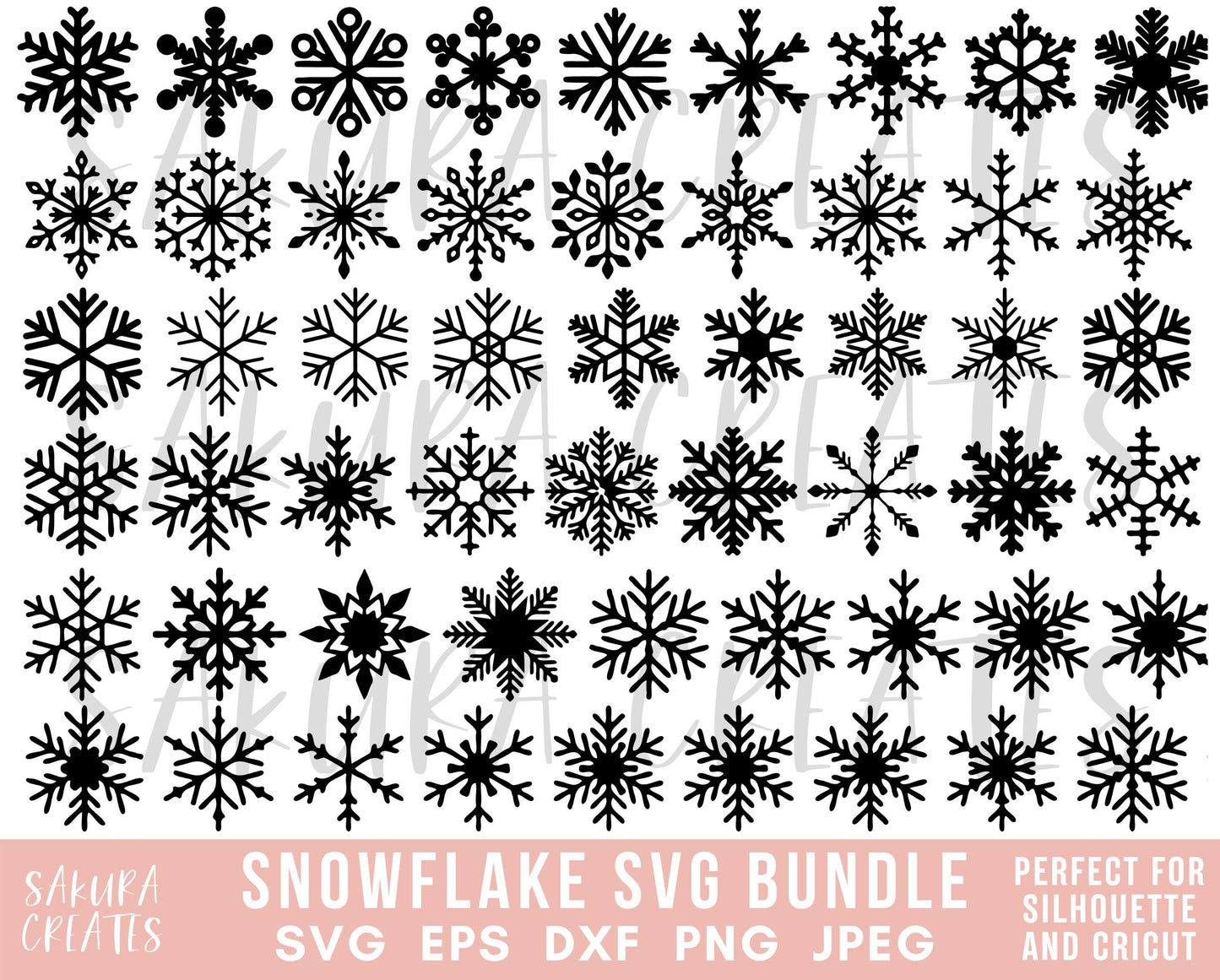 100 Snowflake SVG Bundle Flake Winter Svg Snowflake Clipart Christmas svg Decor svg Christmas Ornament svg Silhouette Cut File Glowforge File