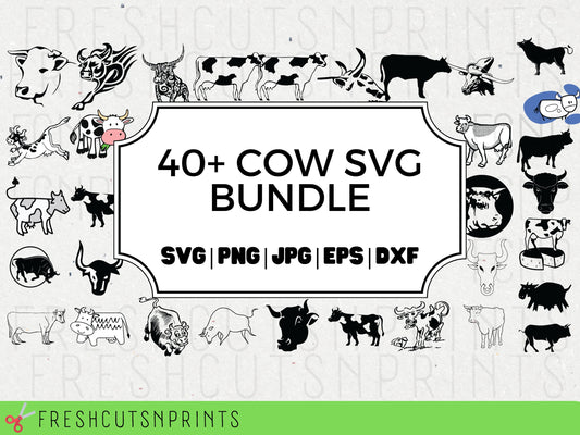 40+ Cow SVG Bundle , Cow Clipart, Cow Cut File, Farm Animal svg, Cow Head SVG, Cute Cow SVG, Cow Stencil, Cute cow clipart, cartoon cow svg