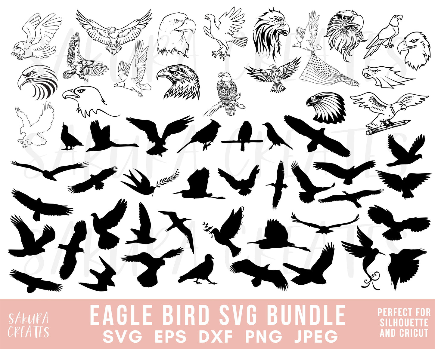 100 Eagle SVG Bird Svg Bald Eagle Svg Eagle Silhouette Eagle Cut files Eagle Svg Bundle Eagle Clipart Eagle Design Eagle Vector Bird png cut