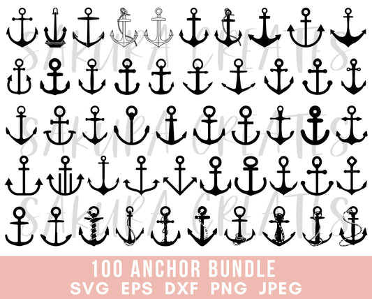 Anchor SVG Bundle Anchor Clipart Anchor Cut File Anchor Silhouette Anchor Decal Anchor Vector Nautical Svg files for Cricut Commercial Use