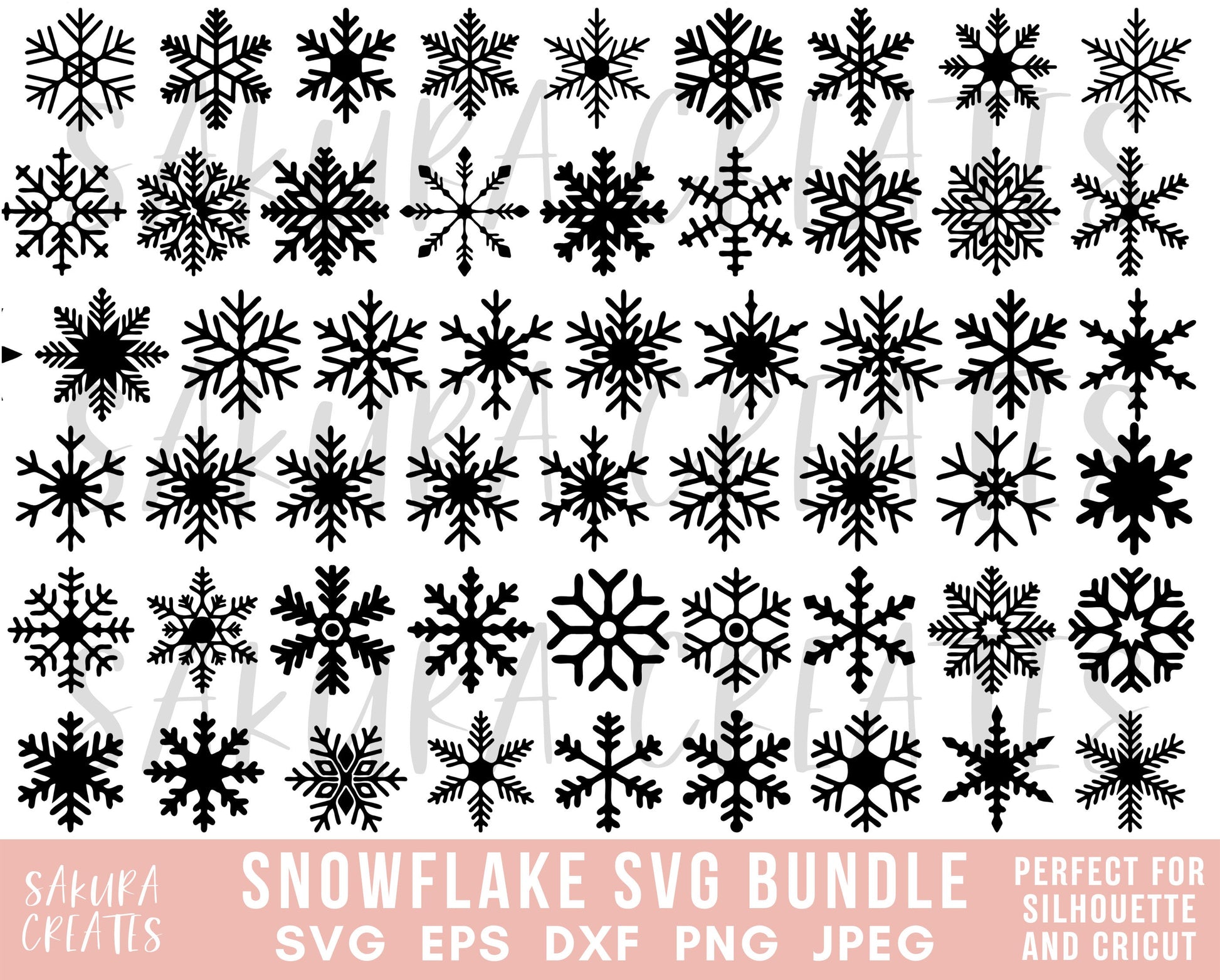 Black And White Snowflakes SVG Clipart, Snowflakes Image Digital Download,  Snowflakes Eps Png Dxf Printable, Snowflakes Vector Files