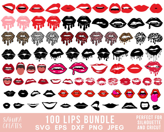 100 Vampire Lips SVG Bundle Dripping Lips Gothic Svg Bloody Lips Clipart Makeup svg Leopard Lips Tongue Svg Commercial use Svg Files for Cricut