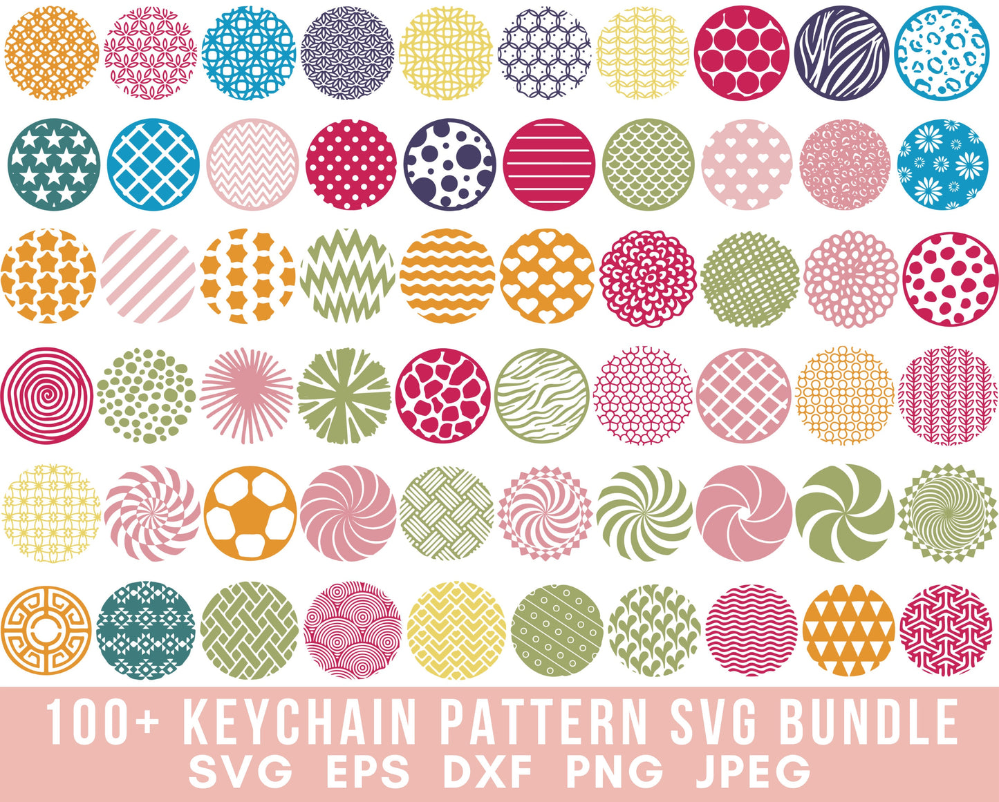 100 Keychain Svg Bundle Key Ring Svg Keychain Pattern Svg Circle Pattern Paint Brush Strokes Svg Cut File Svg Files for Cricut Digital Download