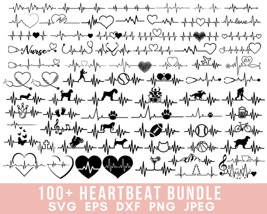 100+ Heartbeat SVG Bundle Heartbeat Vector Heartbeat Clipart Heartbeat Cut File Nurse SVG Nurse Clipart Lifeline Pulse svg files for cricut