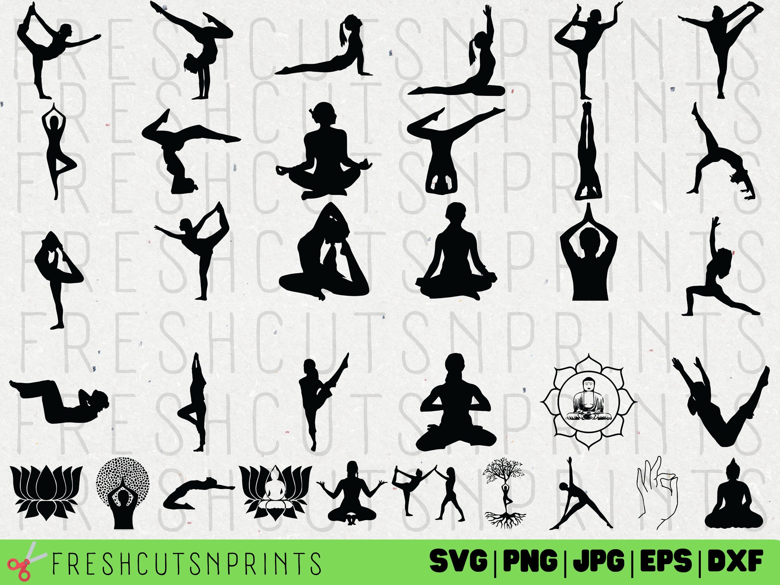 Yoga Asana Poses svg, Yoga Silhouette, Free Commercial Use