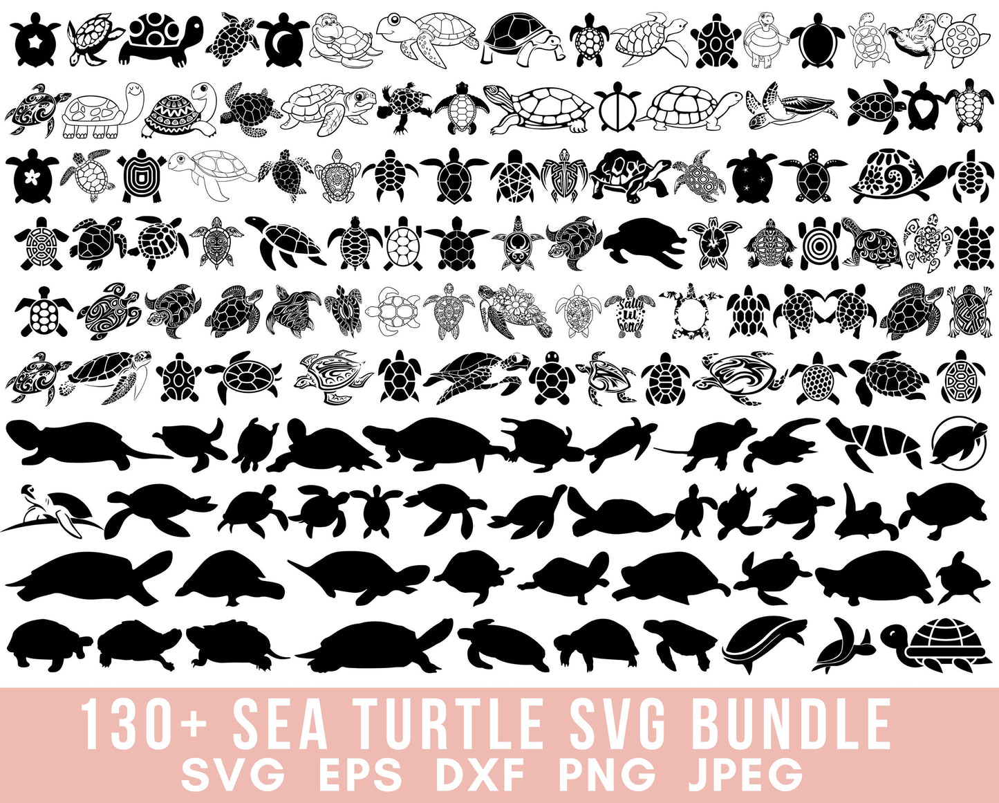 130+ Sea Turtle SVG Bundle Turtle Clipart Turtle Silhouette Turtle Vector Turtle Cut files tortoise svg animal Svg files for cricut turtle