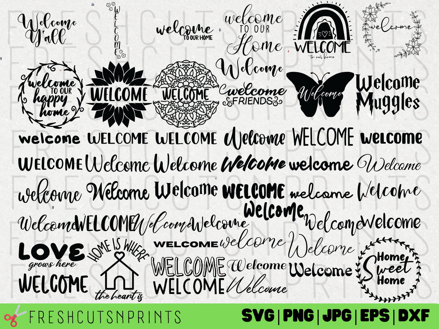 50 Welcome svg, Welcome Sign svg, Handlettered svg, Farmhouse sign svg, Welcome Mat svg, Welcome To Our Home svg, Circle Sign svg