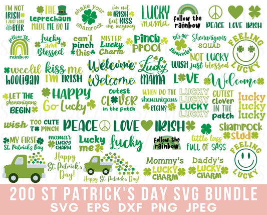 200 St Patricks Day SVG Patricks SVG Saint Patricks Clipart Irish SVG Leprechaun svg Clover svg shamrock lucky svg charm svg file for cricut